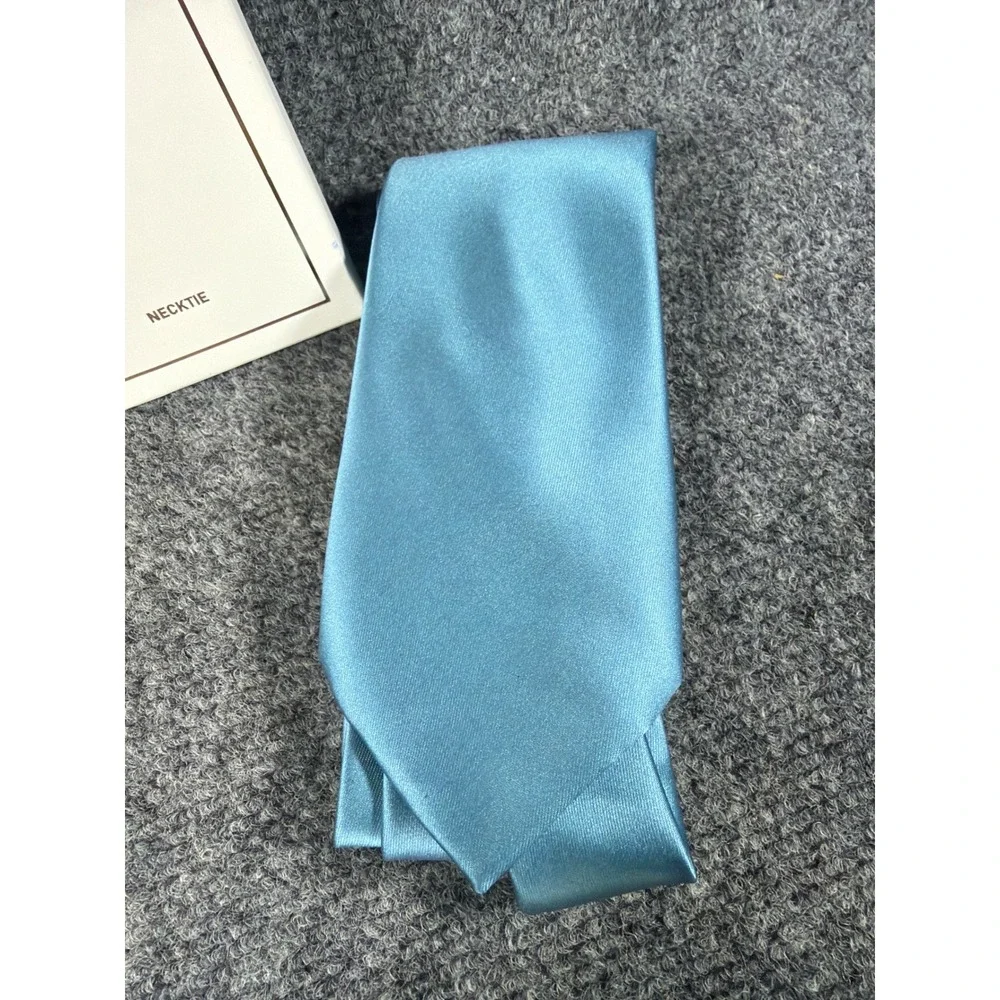 KissTies Mens Teal Blue Necktie Solid Satin Finish Formal Dress Tie KT1096 NIB